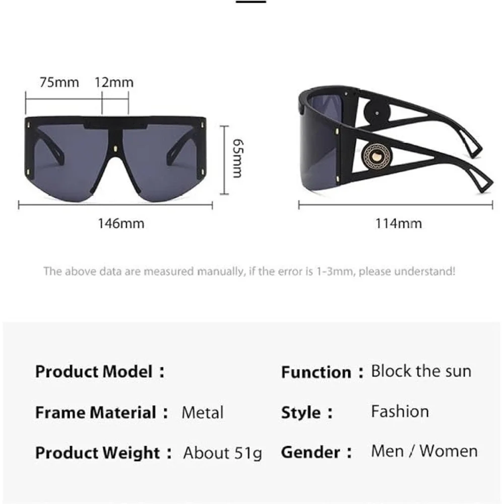 Women White‎ Shield Sunglasses Oversized Futuristic Geometric Cutout Wrap Lenses